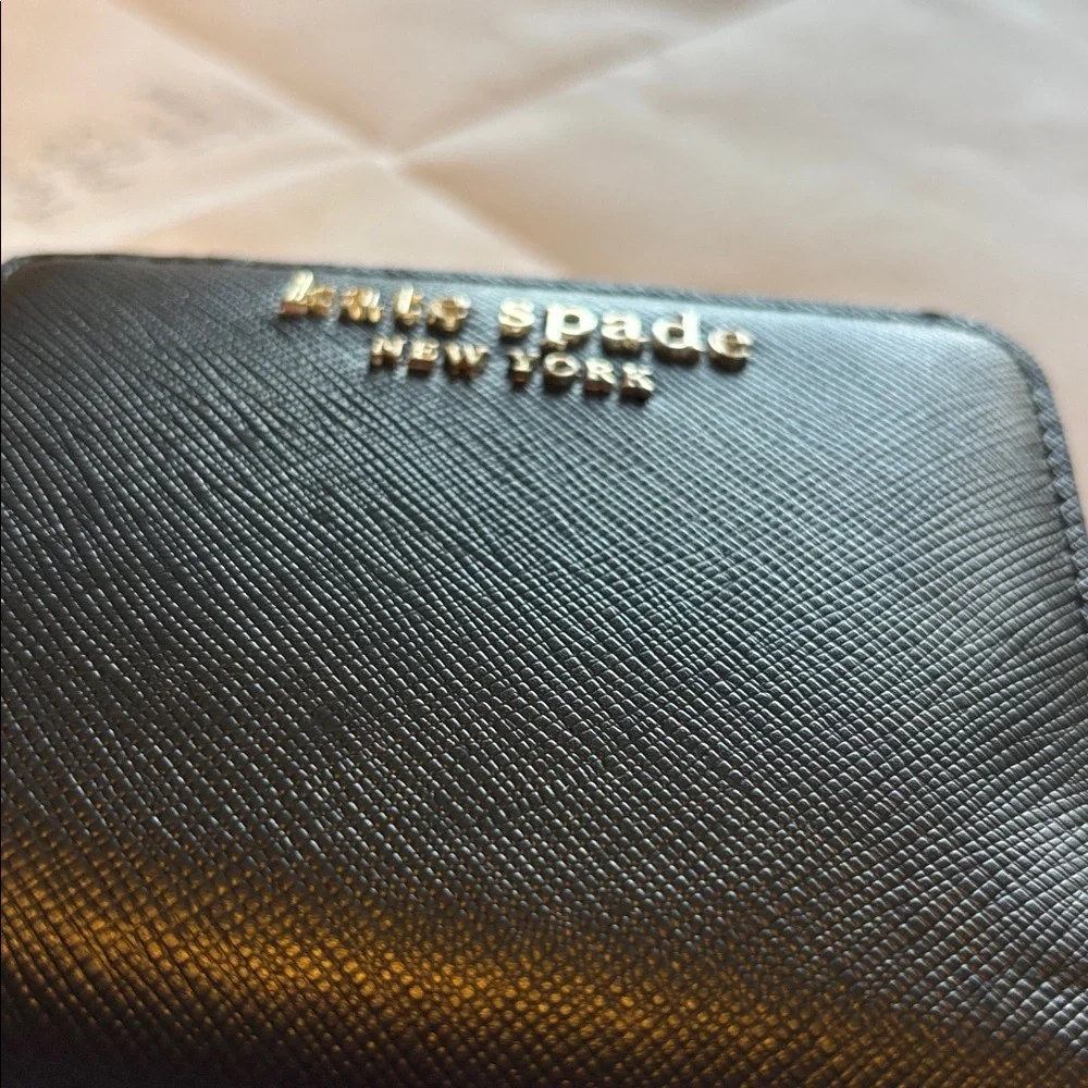 Kate Spade New York black and silver staci saffiano leather wallet purse